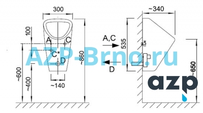Писсуар GOLEM (ГОЛЕМ) Jika с автоматическим смывом INTELLIGENT IQ AUP 5 AZP Brno Чехия (фото, схема)